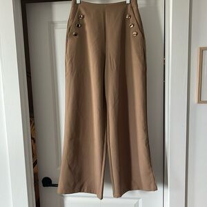 Bohme tan trousers with gold button detail